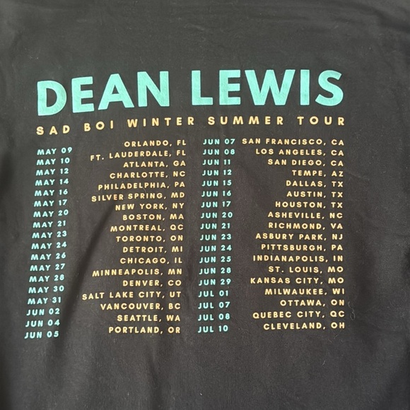 Dean Lewis Black Concert Hoodie size S Sad Boi Winter Summer Tour - Picture 5 of 5